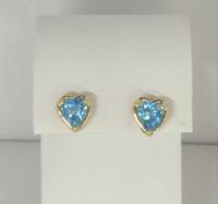 14K Blue Topaz Heart Earrings