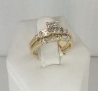 14K Yellow Gold .65 CTTW Princess/Baguette Diamond Ring